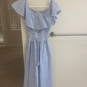 Zara off the shoulder striped cotton dress